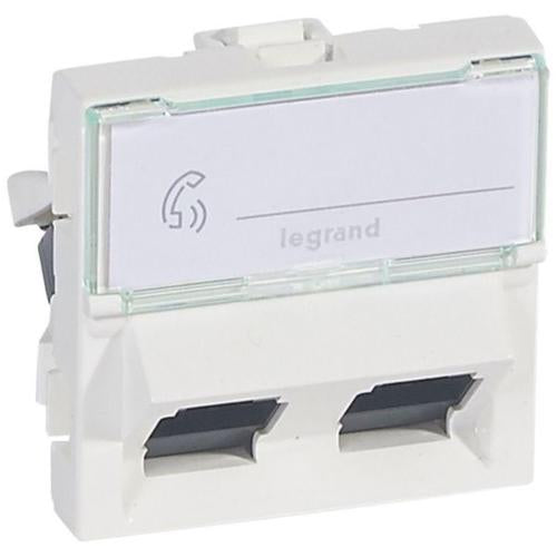 076504Legrandموزاييك - مقبس RJ45 مزدوج مائل 45° فئة 6 UTP 2 وحدات أبيض