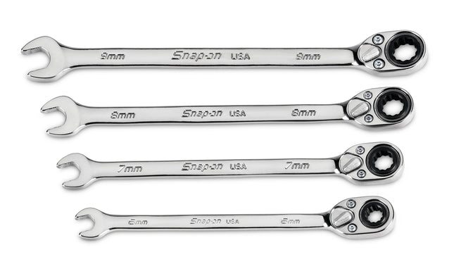 SOXRRM704ASnap-Onمجموعة مفاتيح ربط رباعية الأجزاء بنظام Flank Drive Plus عكسية مع رأس تروس متحرك 6-9 ملم