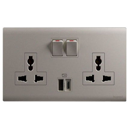 MEC33082CHLegrandمنفذ Obria ثنائي 16A متعدد المعايير مع USB Type A+C 15W لون شمبانيا