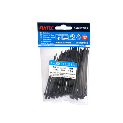 FHCT36200BFixtecربطات كابلات نايلون سوداء من فيكستك 3.6x200mm 100 قطعة درجة احترافية