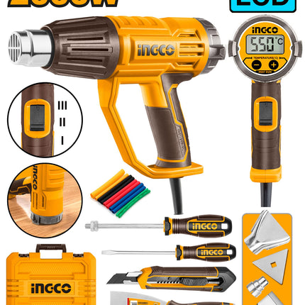 HG2000581INGCOمسدس حراري احترافي إنجكو HG2000581 بقوة 2000 واط مع شاشة LCD