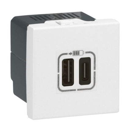 077592Legrandمقبس شحن USB مزدوج موزاييك من النوع A والنوع C 5 فولت 3 أمبير أبيض