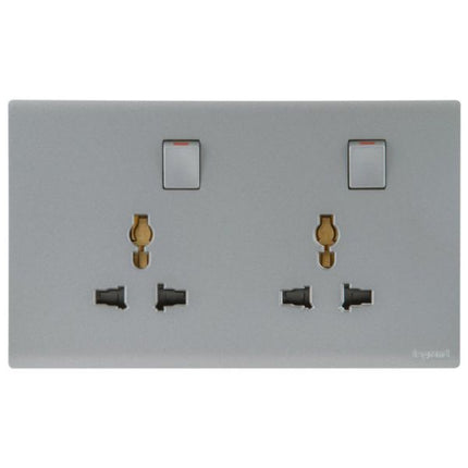 MEC32046SLLegrandمقبس أوبريا ثنائي 16A متعدد المعايير مع مفتاح فضي داكن