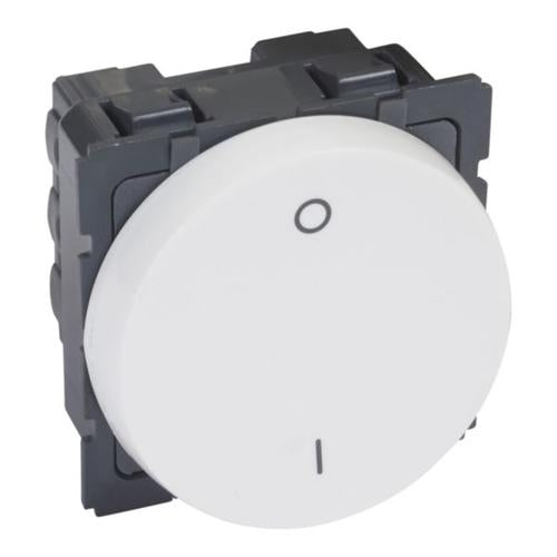 573065Legrandمفتاح ثنائي القطب أرتيور 10AX 250V دائري أبيض وحدتان