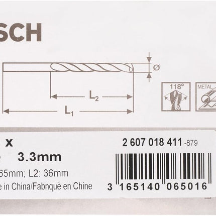 Bosch HSS-R Metal Drill Bit Set 3.3x36mm 10 Pcs , 2607018411