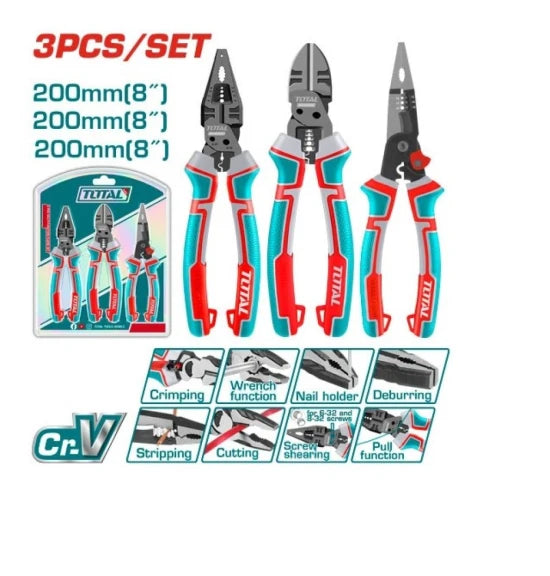 THT2MK231Total Toolsطقم بنس وقصافة متعددة الوظائف THT2MK231 ثلاث قطع من الفولاذ