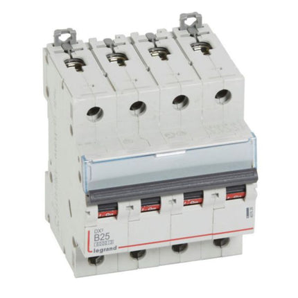 407626Legrandقاطع دوائر Legrand DX3 رباعي الأقطاب 25A منحنى B سعة 6kA