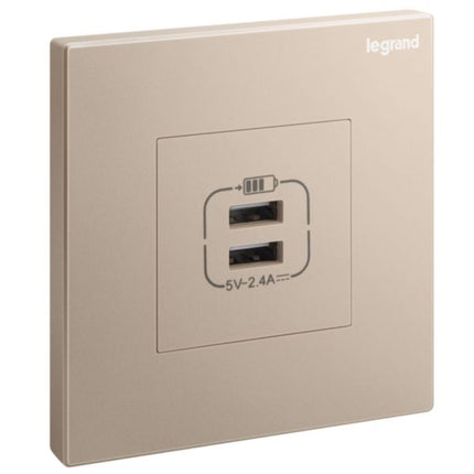 282447-C1Legrandجاليون 1 جانب مزدوج USB 2.4A نوع A وردي ذهبي شاحن