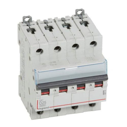 408149Legrandقاطع دارة Legrand MCB DX3 رباعي الأقطاب 25A منحنى D