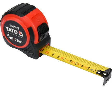 YT-71072Yatoشريط قياس فولاذي YATO YT-71072 بطول 5 متر وعرض 25 ملم احترافي