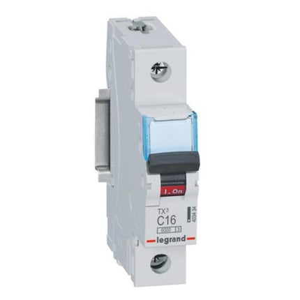 403434Legrandقاطع دائرة Legrand MCB TX3 بسعة 6000A قطب واحد 16A منحنى C