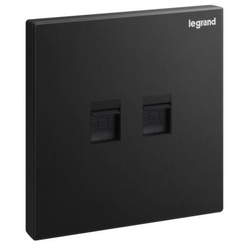282463-CLegrandجاليون - مقبس RJ45 مزدوج أحادي الفتحة من الفئة 6 UTP بلون أسود مات