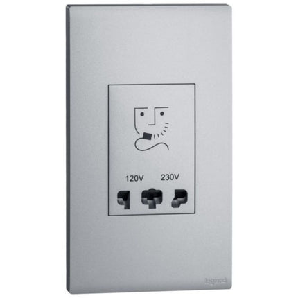 MEC36074SLLegrandمقبس حلاقة أوبريا ثنائي الفتحات فضي داكن IP24 مثبت بالفلاش