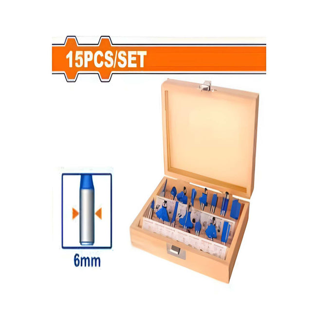 WRG5P06Wadfowمجموعة 15 قطعة من شفرات الفريز للخشب 6 مم من وادفوو