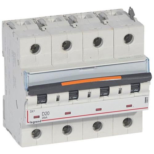 409847Legrandقاطع دائرة Legrand DX3 رباعي الأقطاب 20A منحنى D