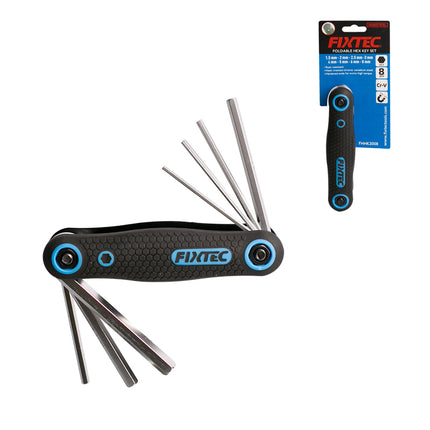 FHHK3008Fixtecمجموعة مفاتيح سادسة قابلة للطي من FIXTEC 8 قطع من الفولاذ CR-V