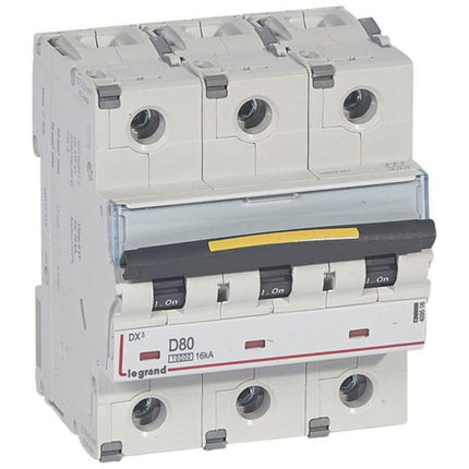 409506Legrandقاطع دائرة Legrand DX3 ثلاثي الأقطاب 80A منحنى D 10kA