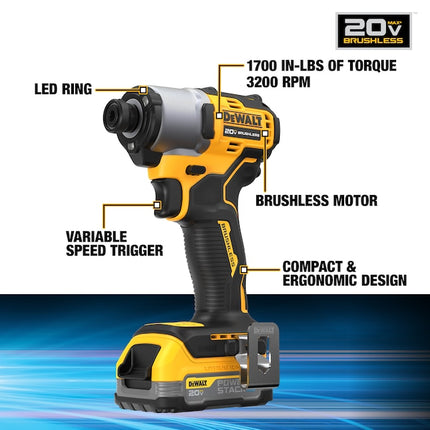 ‎Dewalt 20V Max Hammer Drill/Driver & Impact Driver Combo Kit with Powerstack Compact Batteries