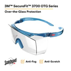 500511312789623Mنظارات السلامة 3M SecureFit 3700 Series ذات الذراع الأزرق والعدسة الشفافة