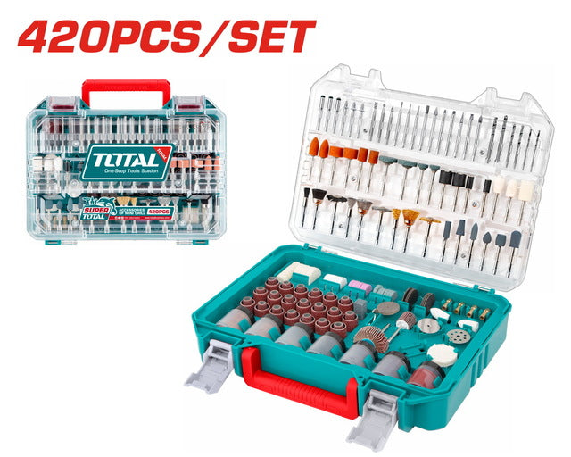 TAKMG4208Total Toolsمجموعة اكسسوارات مثقاب صغير TOTAL 420 قطعة TAKMG4208