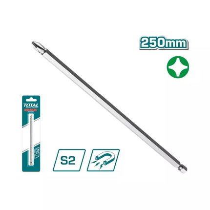 TAC16PH2104Total Toolsرأس مفك ممغنط بطول 250 ملم، PH2، فولاذ صناعي S2، سطح رملي TAC16PH2104