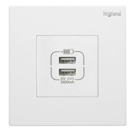 282447Legrandغاليون مقبس USB مزدوج بقوة 2.4A من النوع A أبيض