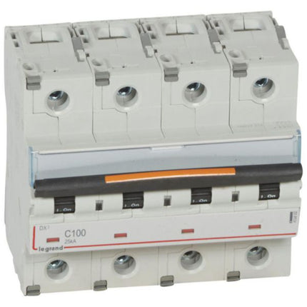 409802Legrandقاطع دائرة Legrand DX3 رباعي الأقطاب 100A منحنى C