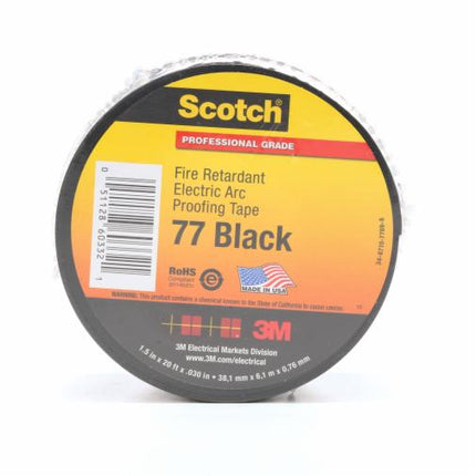 000511286033213Mشريط Scotch المقاوم للحريق لحماية الأقواس الكهربائية 77 أسود