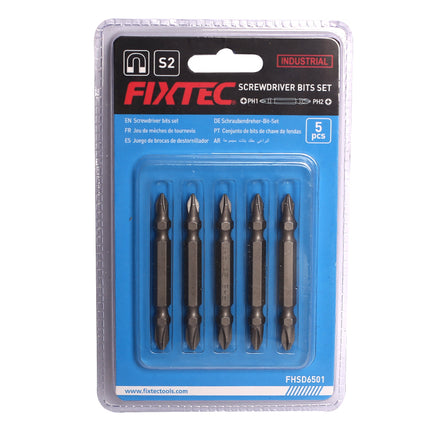 FHSD6501Fixtecمجموعة 5 قطع من رؤوس المفك PH1-PH2 65 ملم فيكستيك