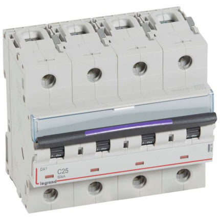 410176Legrandقاطع دائرة ليجراند DX3 رباعي الأقطاب 25A منحنى C