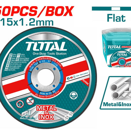 TAC22111550Total Toolsالقرص القاطع للمعادن TOTAL ABRASIVE INOX - 115 X 1.2mm مجموعة 50 قطعة (TAC22111550)