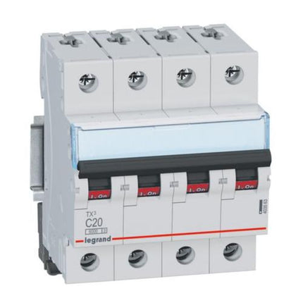 403563Legrandقاطع دائرة Legrand TX3 6000A رباعي الأقطاب 20A منحنى C