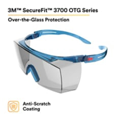 500511312791053Mنظارات الأمان 3M SecureFit 3700 سلسلة معابد زرقاء رمادي داخلي/خارجي