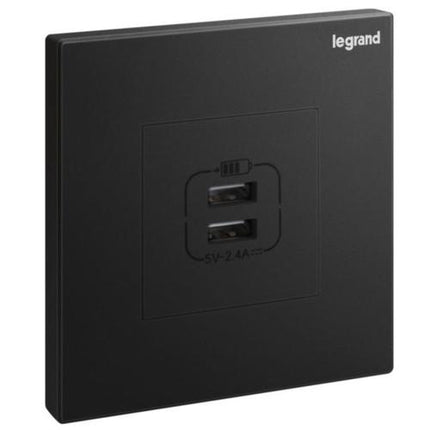 282447-CLegrandجاليون موصل USB مزدوج بقوة 2.4A من النوع A لون أسود مات