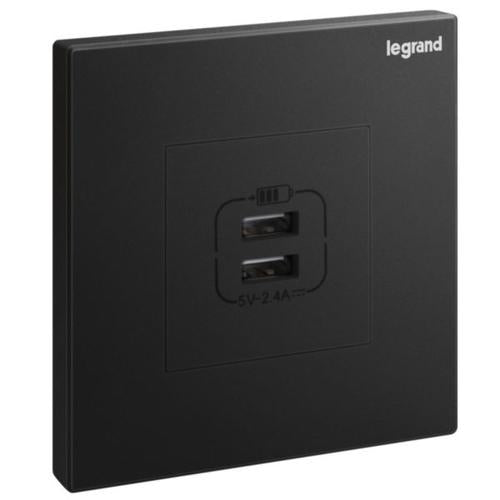 282447-CLegrandجاليون موصل USB مزدوج بقوة 2.4A من النوع A لون أسود مات
