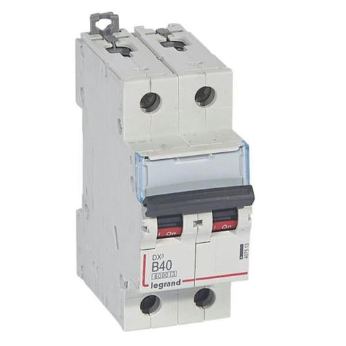 407513Legrandقاطع دائرة ليجراند MCB DX3 6000A ثنائي القطب 40A منحنى B