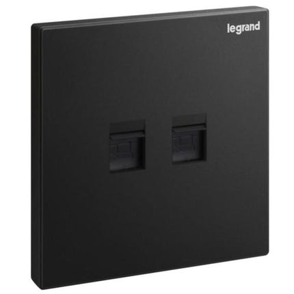 282446-CLegrandمقبس هاتفي مزدوج RJ11 أحادي الفتحة Galion أسود مات