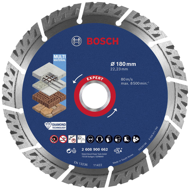 Bosch Tools,2608900662,Diamond Cutting Disc - Multi Material  | 180x22.23x2.4x12