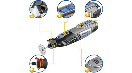 F.013.822.0JLDremel8220 - 5/65 12V Multi Tool Platinum Kit