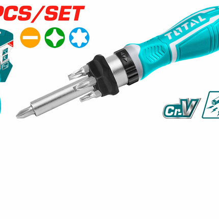 TACSD30086Total Toolsمجموعة مفكات براغي من النوع الترسي 8 قطع من TOTAL