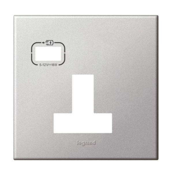 575461Legrandلوحة ليجراند بمقبس واحد BS 13A أحادي القطب USB-C ألومنيوم ناعم