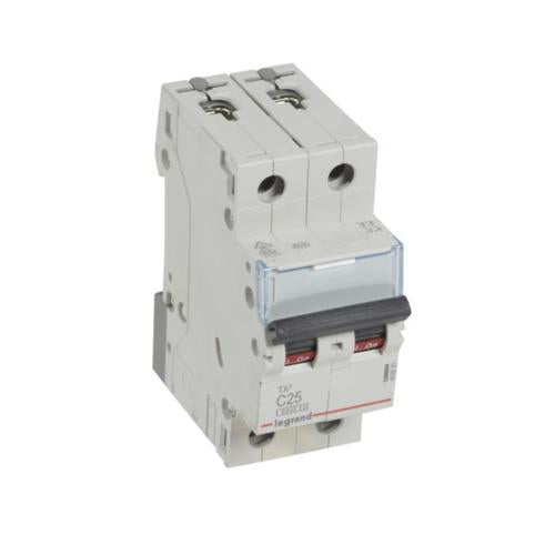 403530Legrandقاطع الدائرة الكهربائية ليجراند MCB TX3 ثنائي القطب 25A منحنى C