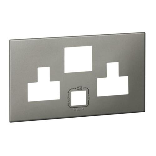 575447Legrandلوحة ليجراند ثنائية المقبس متعدد المعايير مع USB 27W ماغنيسيوم