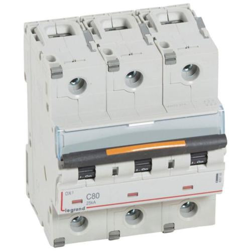 409788Legrandقاطع دارة ليجراند DX3 ثلاثي الأقطاب 80 أمبير منحنى C