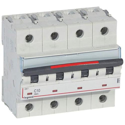 410033Legrandقاطع دارة ليجراند DX3 رباعي الأقطاب 10A منحنى C