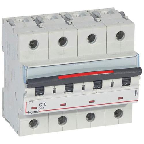 410033Legrandقاطع دارة ليجراند DX3 رباعي الأقطاب 10A منحنى C