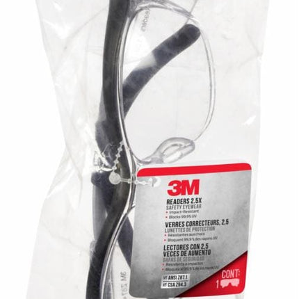 000783719119353Mنظارات الأمان 3M بقوة عدسة 2.5X إطار أسود عدسة شفافة