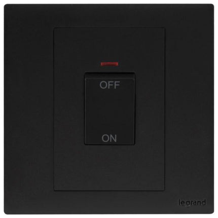 MEC21028BLLegrandمفتاح أوبريا أحادي 45A ثنائي القطب مع مؤشر LED أحمر أسود مات