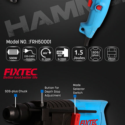FRH50001Fixtecمثقاب دوار FIXTEC 500W بقطر 20 ملم SDS-Plus