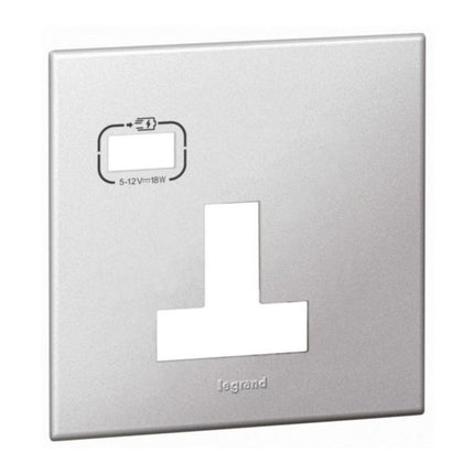 575461Legrandلوحة ليجراند بمقبس واحد BS 13A أحادي القطب USB-C ألومنيوم ناعم